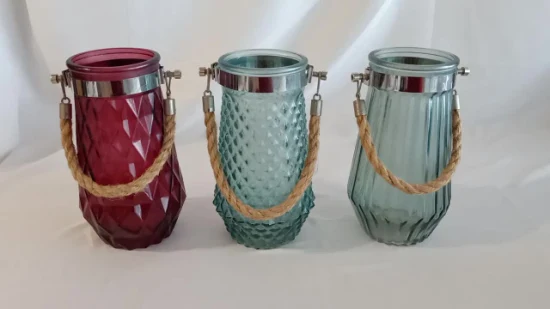 Large Colored Glass with Rope Handle in Different Patterns
